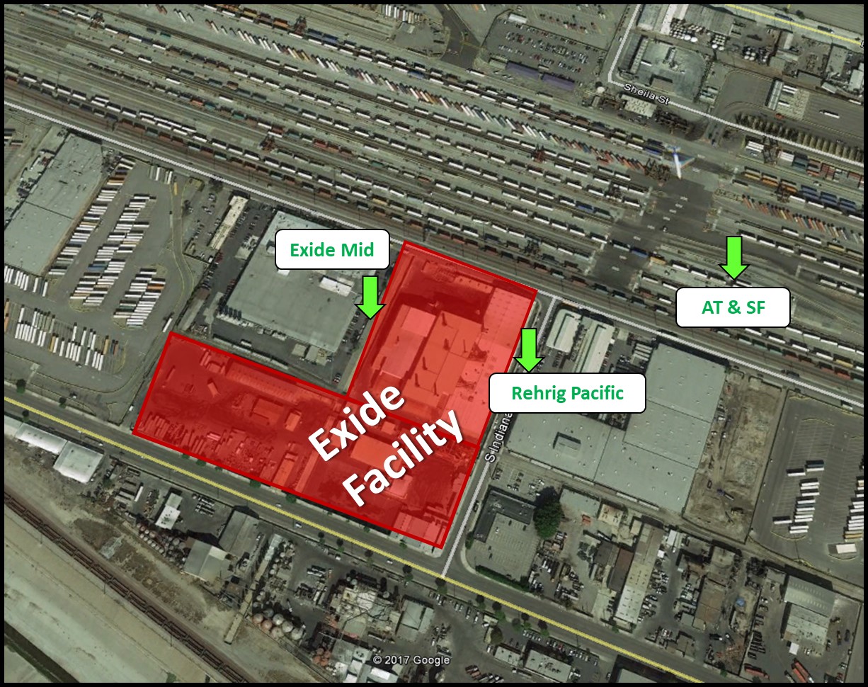 South Coast AQMD Air Monitoring Locations around Exide